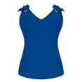 thumbnail image 5 of Womens Tank Tops $4.98 Solid Sleeveless V-Neck Bow Casual Tank Vest Blue XL, 5 of 6
