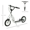 thumbnail image 3 of 12" Youth Scooter with Dual Brakes, Adjustable Height Handlebar & Inflatable Tires - White Steel Kick Scooter for Kids Age 5+, 3 of 5