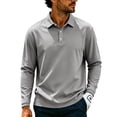 thumbnail image 2 of Polo Shirts for Men Cotton Breathable Sun Protection Long Sleeve Golf Collared Shirt for Casual Work Travel, 3 Buttons, 2 of 5