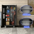 thumbnail image 6 of GangMei Metal Storage Cabinet with Hanging Rod and Pegboards,62" H Top Workbench Mobile Tool Chests Garage Cabinets with 4 Wheels,Tool Cabinets for Home,Office,Shop，Assembly Required, Black, 6 of 7