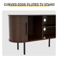 thumbnail image 6 of Hassch TV Stand for TVs up to 65", Modern Entertainment Center with 2 Sliding Doors, Media Console with Storage Shelf, Easy Assembly, Walnut, 6 of 7