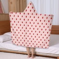 thumbnail image 5 of Red Strawberry Plants Pink Pattern Hooded Bath Towel，50"x30" for Ages 3 To 12 Kids, Quick Dry Lightweight Soft Microfiber Hood Beach Towel Cover Up for Kids, 5 of 7