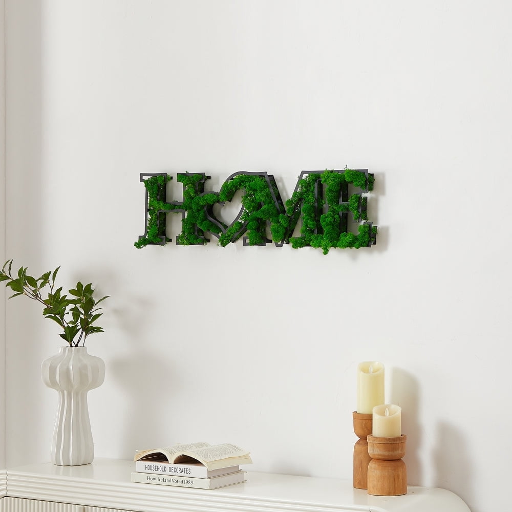 "HOME" Letter Art Moss Wall Decor Heartfelt Greenery