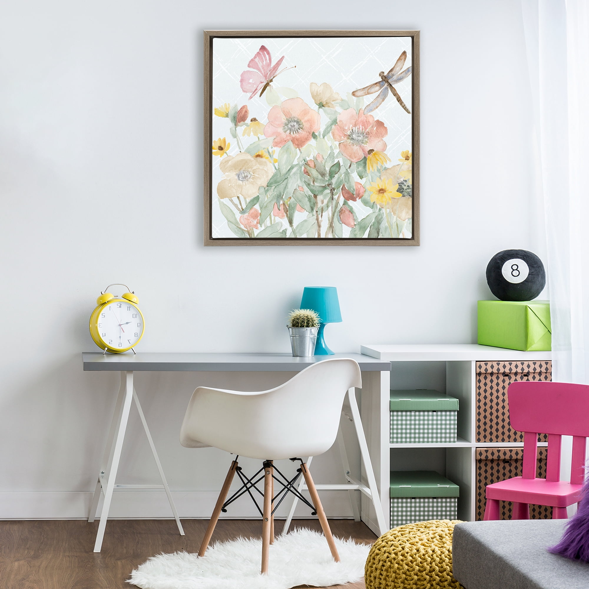 Stupell Industries Garden Joy with Insects Brown Framed Floater Canvas Wall Art, design by Lanie Loreth