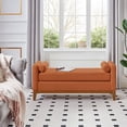 thumbnail image 2 of S-HOME Large Upholstered Boucle Fabric Ottoman with Pillows, Window Bench for Living Room, Home Entryway Seating, Orange, 2 of 7