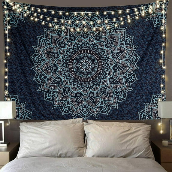 Cumka Black Blue Mandala Tapestry Wall Hanging Vintage Tapestries Aesthetic Hippie Wall Decor Bohemian Wall Art Boho Home Decoration for Bedroom,Living Room,Dorm
