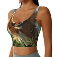thumbnail image 2 of Gukieu Happy Dog In Flower Field Print Women's Sports Vest, Low-neck U-shaped Removable Pad Sports Bra for Yoga, Exercise, Dance-Medium, 2 of 8