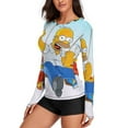 thumbnail image 2 of Simpsons Women's Sunscreen Shirt Long Sleeve Workout Tops Crewneck Soft Comfy Tees Casual T-Shirt L, 2 of 7