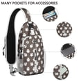 thumbnail image 2 of Sling Backpack,Brown Halloween Ghost Pattern Crossbody Bag with Water Bottle Holder,Waterproof Sling Bag for Men/Women with Chest Phone Holder for Hiking,Travel, 2 of 6