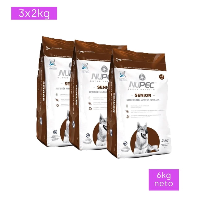 Pack de Croquetas para perro Nupec Senior 6Kg (3) de 2Kg
