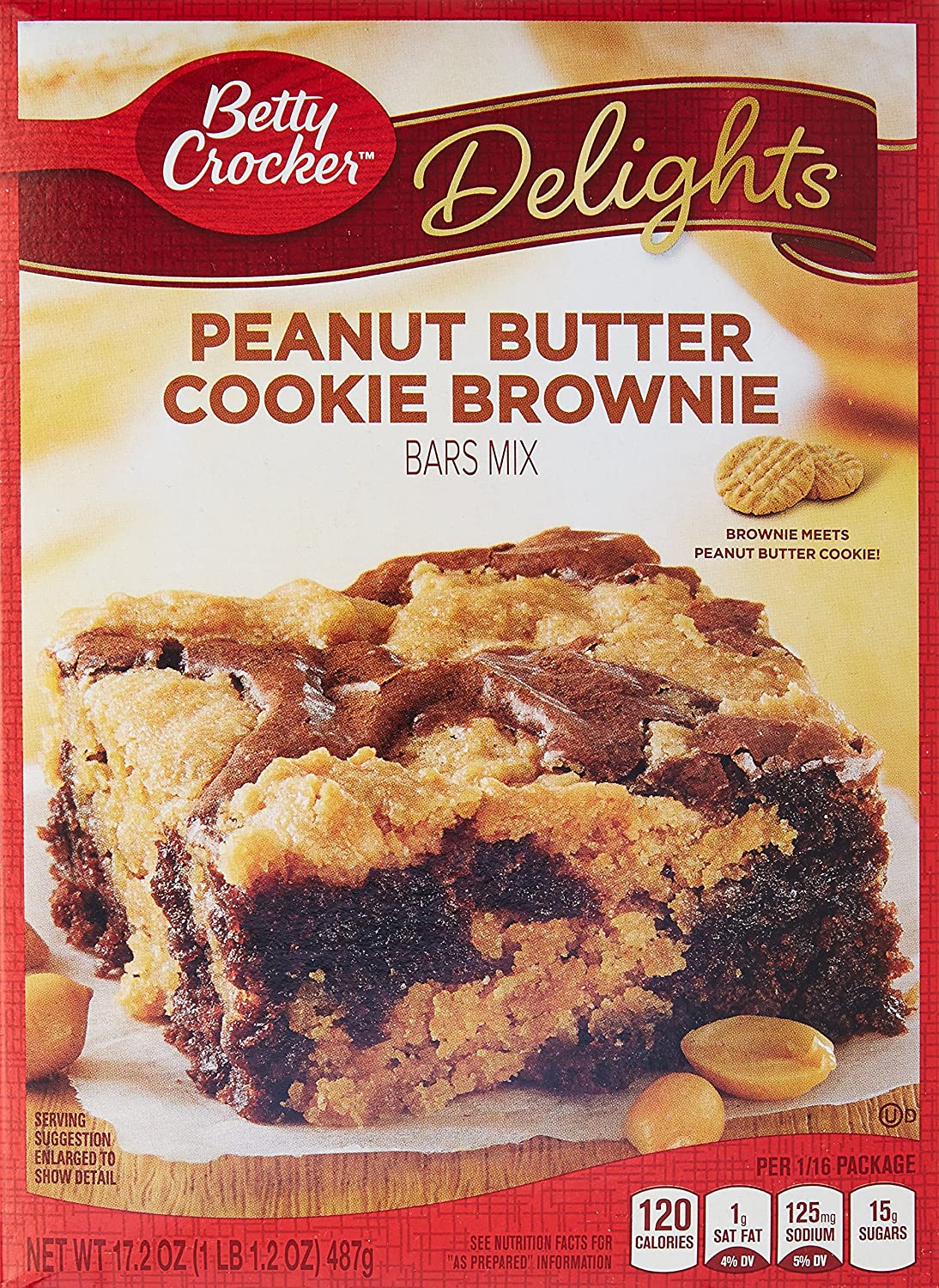 Betty Crocker Delights Mix Peanut Butter Cookie Brownie Bar Mix 17.2