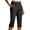 Black #15, variant on Women Summer High Waisted Straight Leg Petite Capris Stretch Cropped Trousers with Pockets