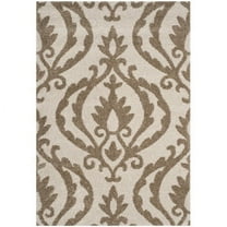 SAFAVIEH Florida Jennine Damask Shag Area Rug, Cream/Beige, 4' x 6'