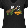 thumbnail image 4 of Inktastic Cute Turtle Chefs Making Soup Women's Plus Size V-Neck T-Shirt, 4 of 5