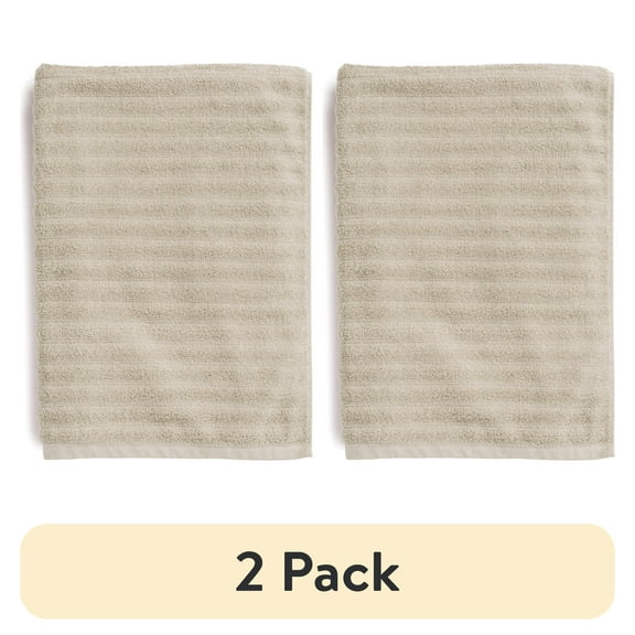 (2 pack) Mainstays Performance Cotton Bath Sheet, Oversized Super Soft Quick Dry Fade Resistant, Textured Beige