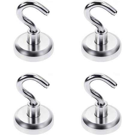 Heavy Duty Magnetic Hooks, 80lb Super Strong Neodymium Hanging Magnet Hooks, 4 PCS Earth Magnets with Hook for Cruise, Grill, Refrigerator Kitchen Home, Office, 1.25 inch Diameter