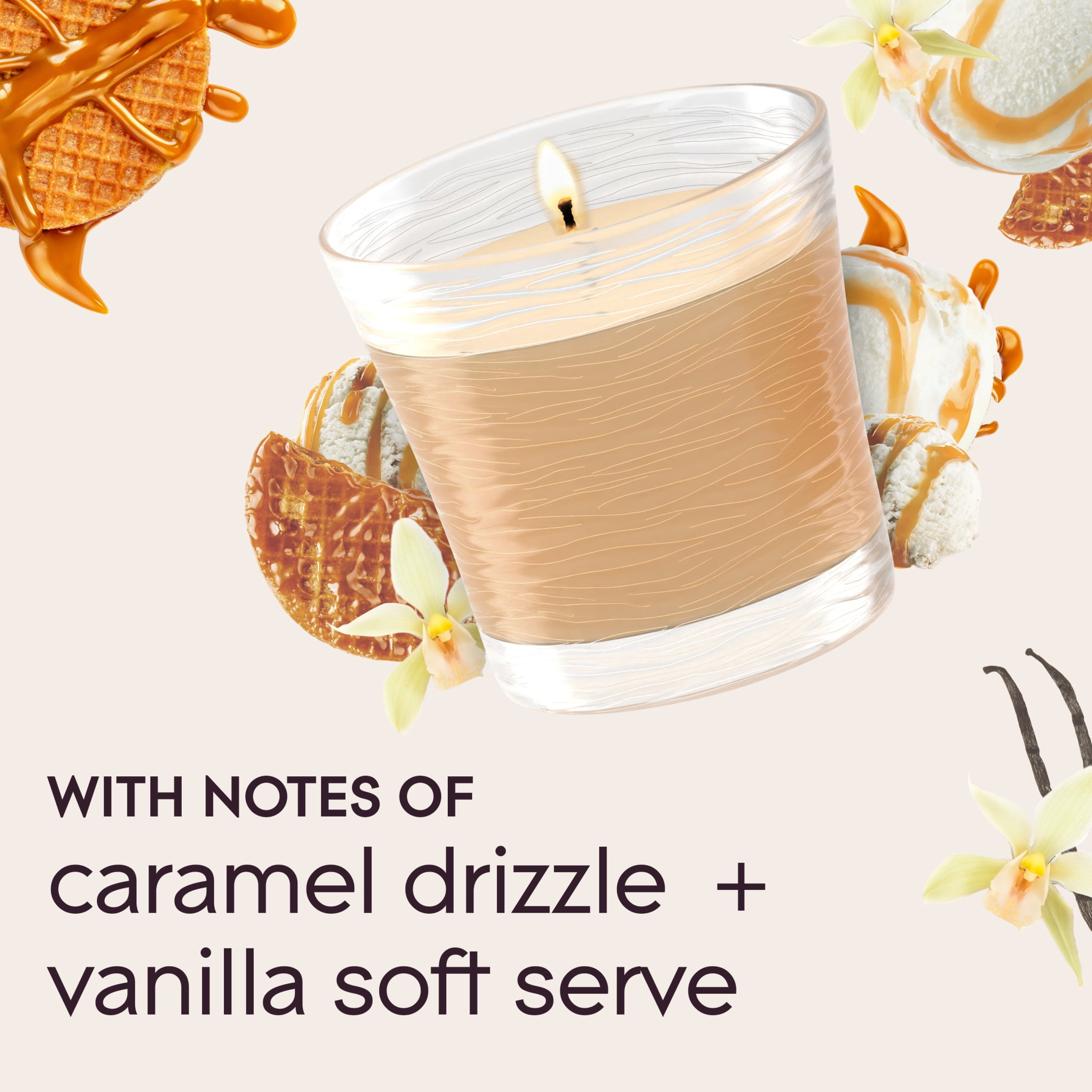 Glade Single Wick Candle, Vanilla Caramel Twist, 8.16 oz, 2 Count