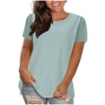 thumbnail image 2 of Antinious Summer Tops for Women Trendy,Sweatshirt for Women,Ladies Solid Crewneck Short Sleeve Casual Loose T-shirt,Mint Green,M, 2 of 5