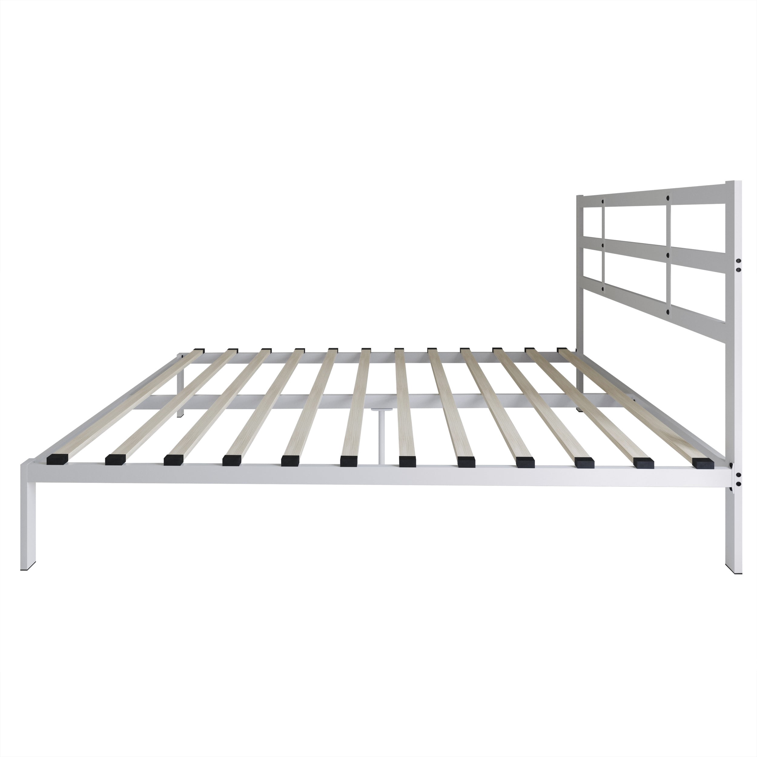 Home Design Sumter Twin Metal Bed Frame with Sturdy Slats and Under-Bed Storage for Adult, White, Easy Assembly