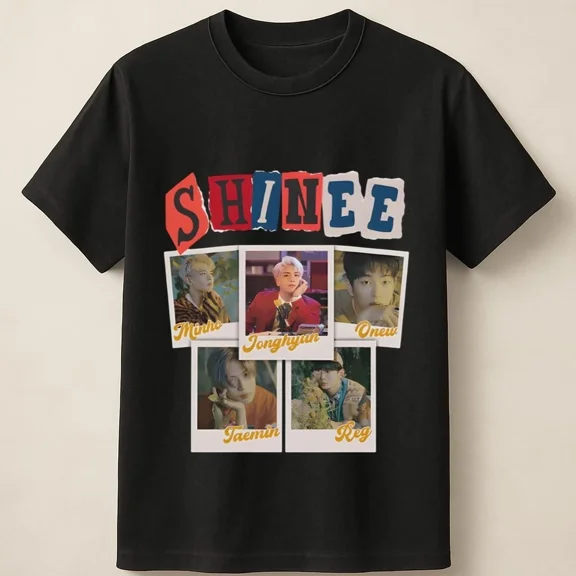 SHINee Kpop Polaroid Style Graphic Tee with All Members Unisex T Shirt
