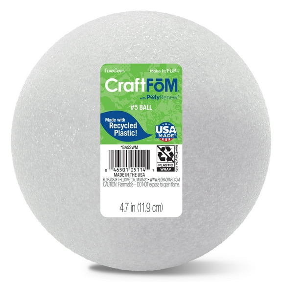 FloraCraft CraftFōM Crafting Foam Ball 4.7" White