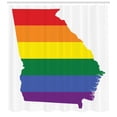 thumbnail image 3 of Georgia Shower Curtain, Colorful Stripes Forming the State Map Rainbow LGBT Gay Pride Vibrant Vibes, Fabric Bathroom Set with Hooks, 69W X 70L Inches, Multicolor, by Ambesonne, 3 of 3