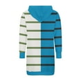 thumbnail image 4 of SMihono Fashion Women's Striped Pullover Dress Casual Long Sleeve Drawstring Hoodies Trendy Color Block Sweatshirt Tunic Mini Dresses White 4, 4 of 5