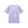 thumbnail image 7 of Zaldita Women's Shiny Metallic Short Sleeve T-shirt Holographic Top Blouse Dancewear Rave Festival Light Purple XXL, 7 of 7
