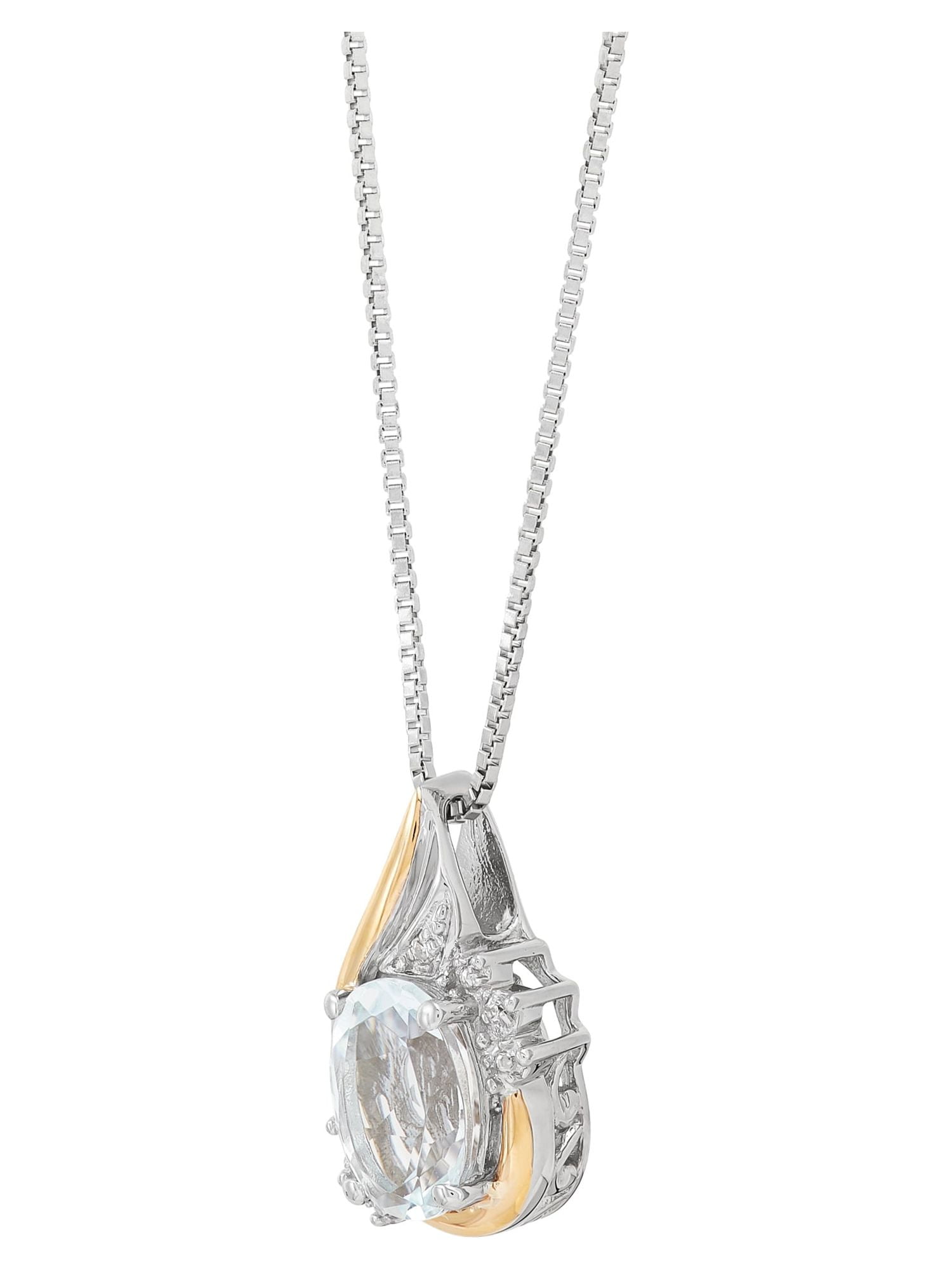 Brilliance Fine Jewelry Aqua Diamond Accent Necklace in Sterling