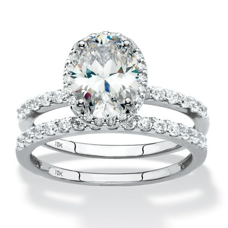 oval cut cubic zirconia 2 piece halo wedding ring set 240 tcw in solid 10k white gold walmartcom - Halo Wedding Ring Set oval cut cubic zirconia 2 piece halo wedding ring set 240 tcw in solid 10k white gold walmartcom - Halo Wedding Ring Set