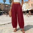 thumbnail image 6 of Linen Clothes for Women Parachute Pants Boho Pants Slacks for Women Womens Casual Linen Pants Baggy Linen Pants Women Beach Vacation Clothes Lightweight Summer Pants Women Loose Pants for Women, 6 of 6