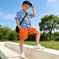 thumbnail image 5 of Dailycode Small Short Sleeve Button Down Shirts Cartoon Planets and Shooting Stars Casual Shirt 3-10 Years, 5 of 9
