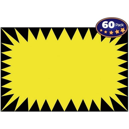 Retail Genius Price Burst 60 Yellow Sign Pack. Boost Sales with Bright Display Tags. Durable, Easy to Write On Star Cards Are For Yard, Estate & Garage Sale, Fundraiser, Store, Business & Flea