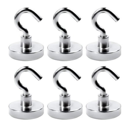 WALFRONT 6Pcs Strong Magnetic Hook Metal Organization Tools for Home Kitchen Bedroom Office Closet ,Hook, Magnetic (Best Hooks For Stripers)