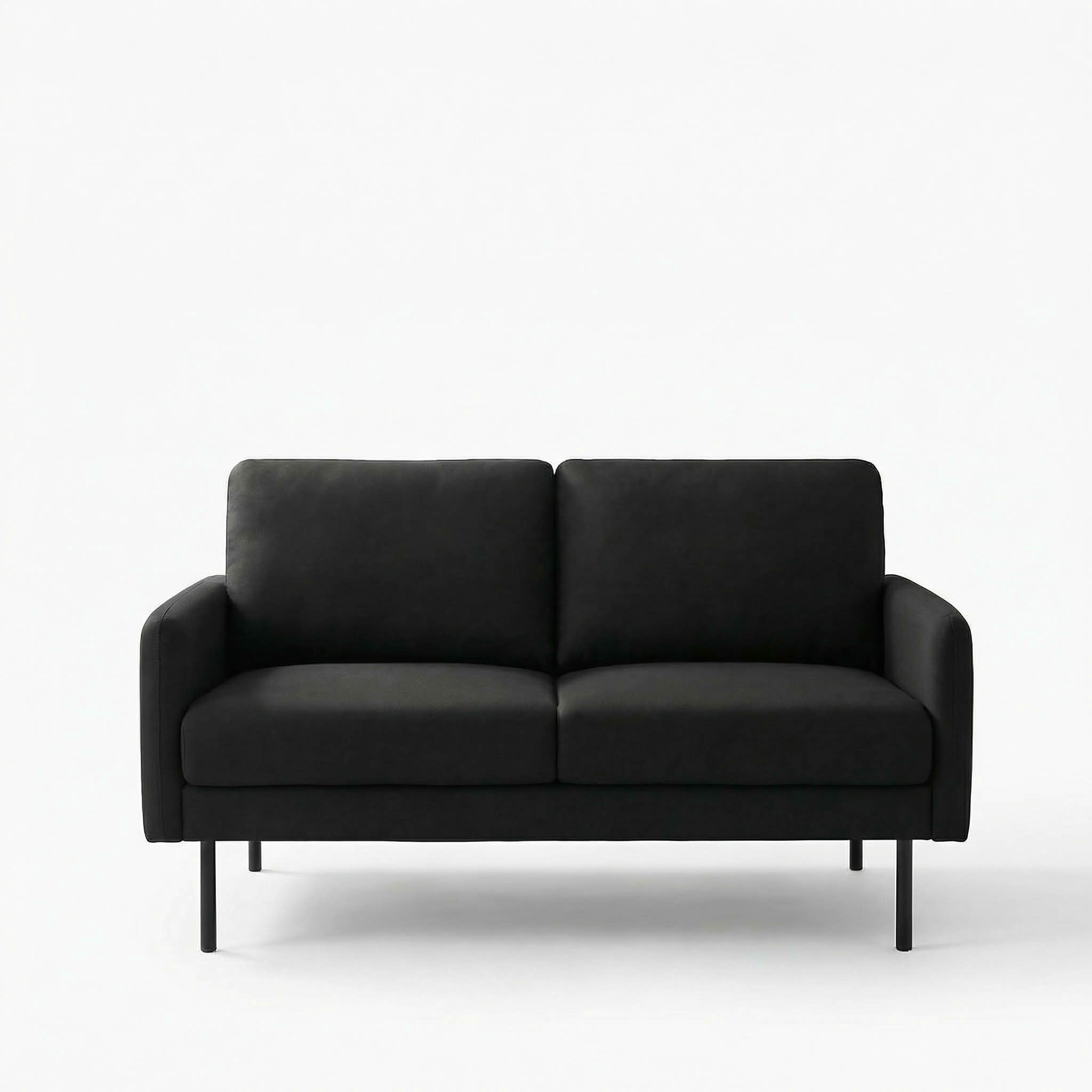 MAYEERTY 45.7" Metal Frame Loveseat, 2-Seater Sofa with Removable Washable Back Cushion, Solid Wood & Metal Frame, Small Space Couch with Non-Slip Leg Pads