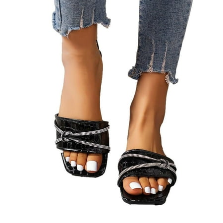 

Slide Sandals Women Girls Dresssy Low Wedge Sandal Cute Summer Slip On Flat Sandals Bohemian Beach Open Toe Slippers Shoes
