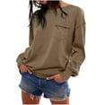 thumbnail image 2 of tarylea Womens Tops Long Sleeve Crewneck Cinch Cuff Oversized Pullover Casual Loose Fall Solid Color Tops with Pocket, 2 of 9