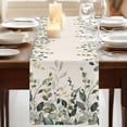 thumbnail image 3 of Table Runners 72 Inches Long Dress Scarves, Green Eucalyptus Farmhouse Kitchen/Dining Table Runner, Coffee Tablerunners, Farmhouse Weeping Leaves on Linen 16x72 Inch, 3 of 9