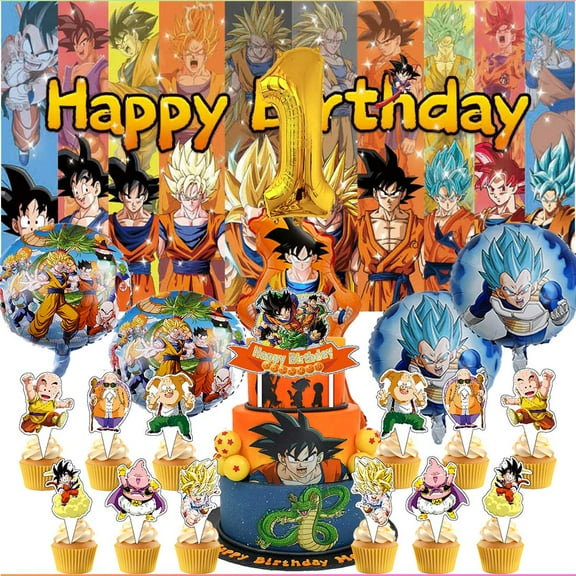 Dragon Ball Party Supplies Decor 1st Kit Balloons Birthday Cake Topper Banner Backdrop Decorations