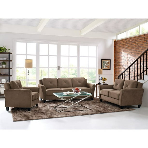 LifeStyle Solutions Norwalk 3 Piece Sofa Set in Brown