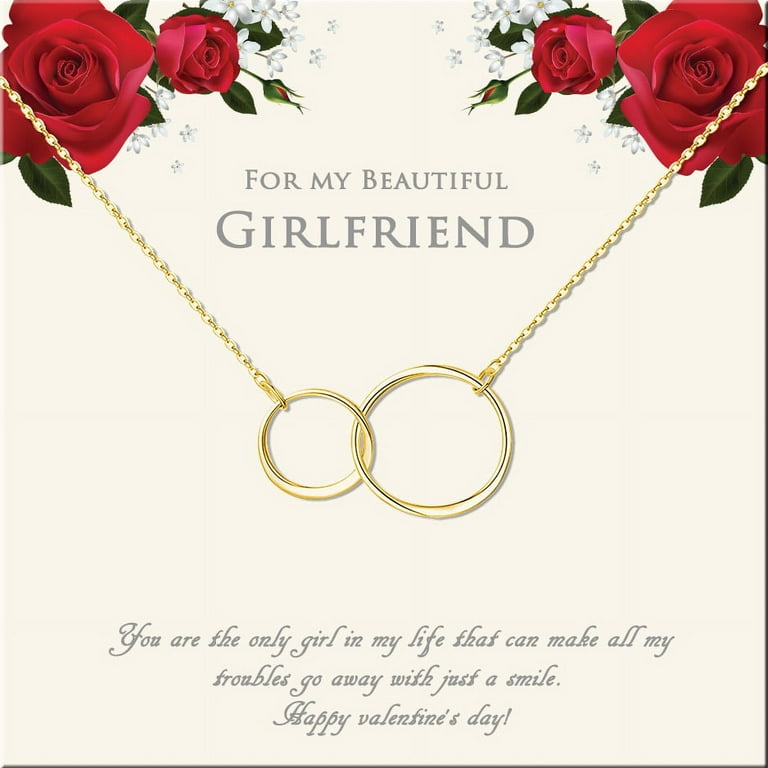 Anavia Anniversary Day Gift for Girlfriend, Double Circle Necklace, Necklace for Girlfriend, Gifts for Girlfriend, Girlfriend Birthday Gift