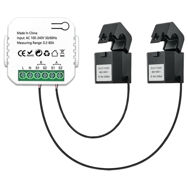Medidor de energía inteligente Tuya Wifi, sistema solar fotovoltaico, producción de energía, consumo, medidor de monitoreo bidireccional con 2 CT