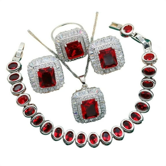 Giffor 5pcs Luxury 18K Plated Gold Formal Jewelry Set For Women,Stud Earrings, Bracelet,Rings And Necklace Set,For Weddings,Party,Mother's Birthday Gifts