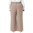 thumbnail image 3 of Agnes Orinda Women's Plus Size Suit Pants High Waist Soft Stretchy Button Business Casual Work Trousers with Pockets 2X Light Coffee, 3 of 6