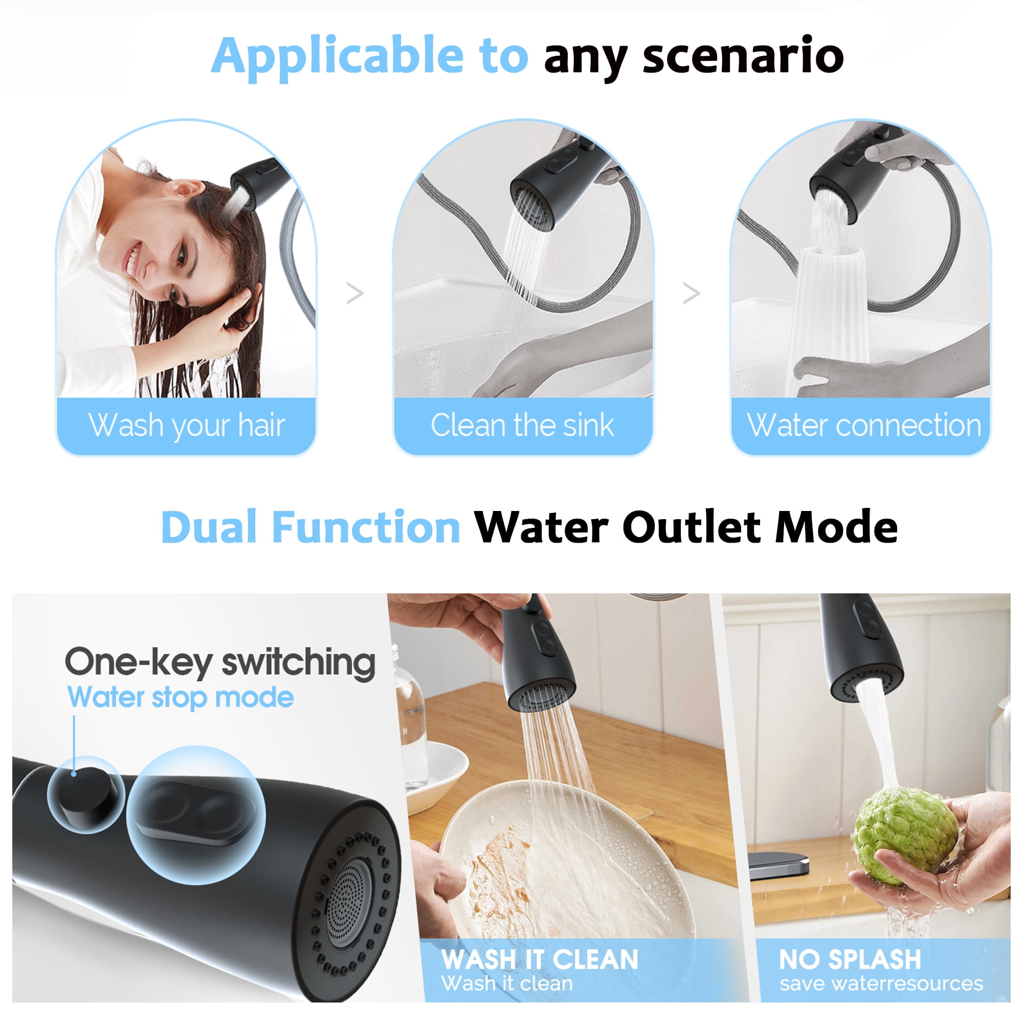 Kitchen Faucets-Kitchen Sink Faucet -Kitchen Faucet with Pull Down Sprayer-Stainless Steel