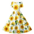 thumbnail image 4 of Avrntaa Little Girls Short Sleeve Dress Summer Cute Sunflower Print Maxi Dresses Flowy Ruffle A-Line Dress for 5-14Y, 4 of 6