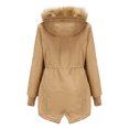 thumbnail image 1 of asdoklhq Womens Plus Size Tops Clearance,Women's Winter Mid-Length Fleece Detachable Hat Warm Jacket Cotton Coat, 1 of 9