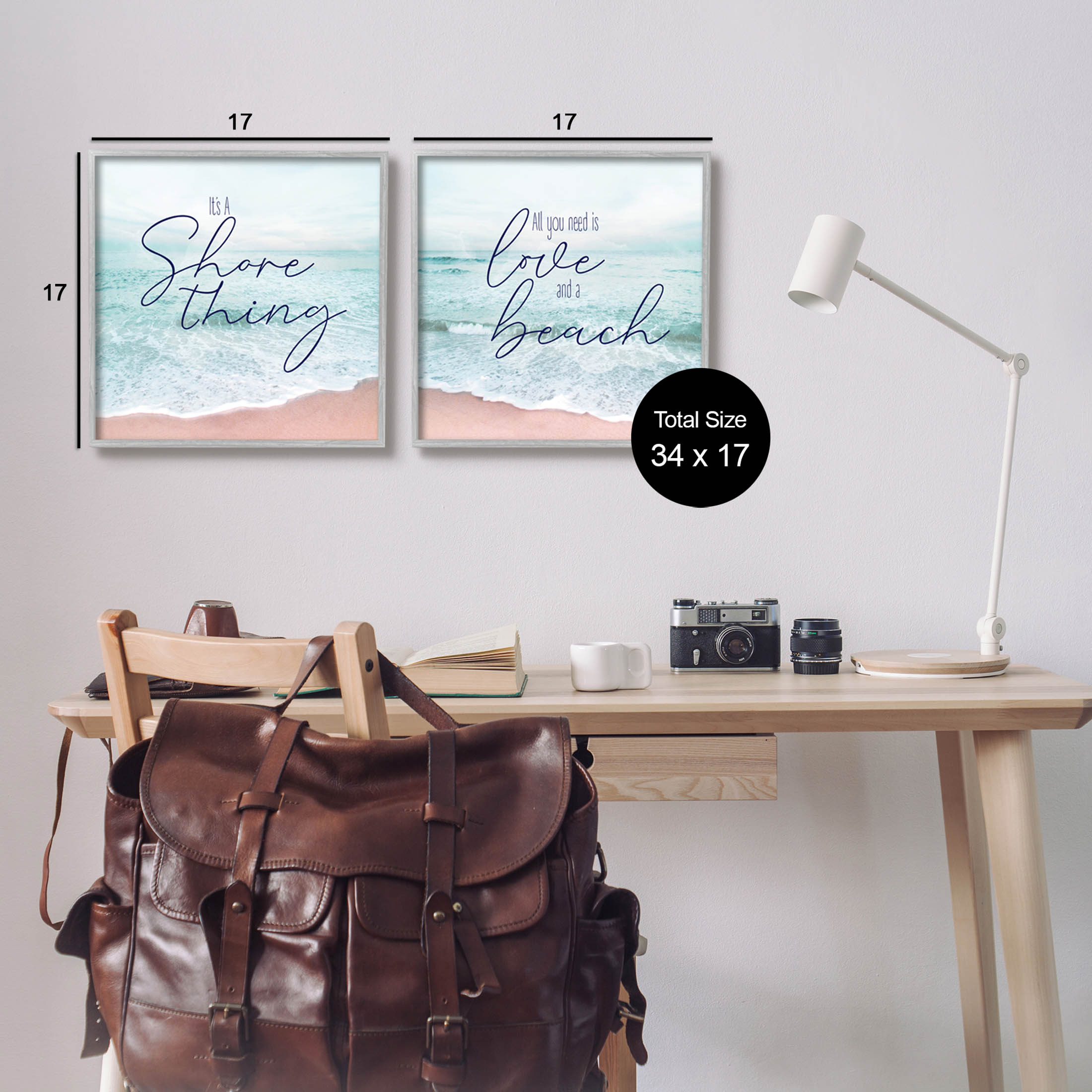 Soothing Beach Lover Phrases Coastal Graphic Art Gray Framed Art Print Wall Art, Set of 2