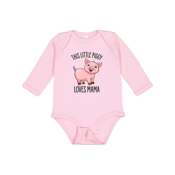 Inktastic This Little Piggy Loves Mama- cute Boys or Girls Long Sleeve Baby Bodysuit