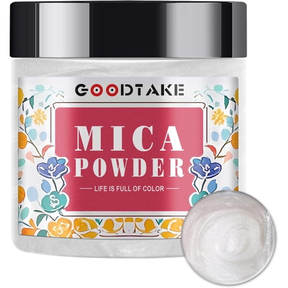 GOODTAKE Pearl White Mica Powder | Epoxy Resin Color Pigment | Pearlescent Color Pigment | Mica Powder for Resin Epoxy - for Soap Making, Nail Polish, Slime & Candle (Pearl White, 4 oz)